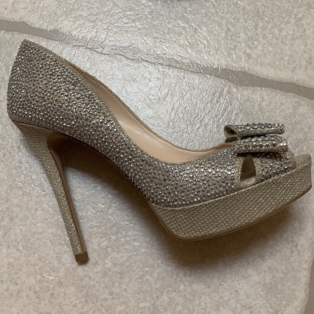 Silver Jeweled Heels